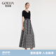 歌莉婭（GOELIA）馬面裙新中式氣質(zhì)改良國風(fēng)半身裙長裙子1C2R2B06A 65C淺灰底黑玫瑰提花 S