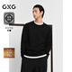 GXG男裝  雙色假兩件設(shè)計(jì)線衫男寬松針織衫時(shí)尚毛衣 2024秋季新 黑色 L