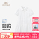 英氏（YEEHOO）女童裙子兒童衣服夏季時(shí)尚甜美休閑風(fēng)連衣裙夏裝新款透氣中大童裝 淡雅白茶白色 140