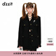 DZZIT地素新款小香風(fēng)復(fù)古粗花呢手工定制愛心紐扣外套女3H1F4221V 黃色 XS