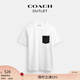蔻馳（COACH）【七夕禮物】奧萊男士基本款口袋T恤短袖休閑 白色/木炭灰色 經(jīng)典標(biāo)志 M