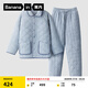 蕉內(nèi)絨絨5系夾棉睡衣男女士秋冬季加絨加厚法蘭絨情侶家居服套裝 男-雪藍(lán)【推薦溫度-5℃~5℃】 XL