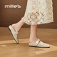 妙麗（Millies）品牌坡跟半拖鞋女夏季新款外穿鏤空包頭拖鞋女士法式復(fù)古穆勒鞋 米色 37