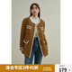 獨束大碼女裝復古優(yōu)雅小香風毛呢外套女冬裝新款圈圈呢料羊毛呢大衣 金棕色 XL