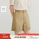 茵曼（INMAN）法式純棉彩色牛仔短褲2025夏季女裝新款百搭顯瘦寬松a字褲子 卡其色 28