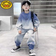 G.DUCKKIDS男童衛(wèi)衣套裝2024春秋款中大童漸變休閑時尚寬松套裝運動服兩件套 漸變藍 170