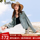 百圖betu女裝秋季新款短外套懷舊復(fù)古落肩袖牛仔外套女2408T57 牛仔色 L