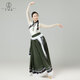 靈如意藏族舞舞蹈服裝藝考少數(shù)民族演出服成人藝考服飾練功服大擺裙套裝 軍綠360裙擺(長(zhǎng)95cm)+上衣 送腰帶 M