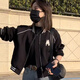 伊薇衣短款棒球服小個(gè)子外套字母新款2025春秋新款休閑百搭女士夾克上衣 百搭外套-黑色 M 100-115斤