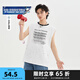 三福2025夏季男士甩漆印花圖案背心 街潮寬肩圓領上衣501094 白色 L