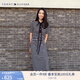 TOMMY HILFIGER【顯瘦百搭】夏季女休閑條紋收腰開叉POLO長裙連衣裙02497 黑白條紋0AY M