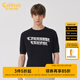 卡賓男裝字母提花T恤夏新款潮流街頭短袖商場(chǎng)同款A(yù)2232108013 煤黑色01 L /175/50