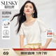 熙世界sllsky蕾絲花邊圓領(lǐng)白色T恤女士設(shè)計(jì)感短袖體恤上衣2025夏日新款 象牙白 M