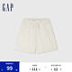 Gap女裝純色松緊抽繩短褲寬松百搭簡約休閑褲639153 米白 160/62A(S)亞洲尺碼