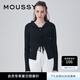 moussy 女裝新款甜美風(fēng)綁帶設(shè)計(jì)翻領(lǐng)針織開衫女010GSK70-0280 020黑色 均碼