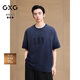 GXG男裝 圓領(lǐng)T恤多色漸變水洗上衣短袖 藍(lán)色 180/XL