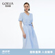 歌莉婭V領(lǐng)連衣裙女夏季2025新款歐若風穿搭清純漂亮裙子1E6C4K0Y0 11U天藍 S
