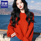 羅蒙（ROMON）龍年新年紅色高領(lǐng)毛衣女秋新款本命年小香風(fēng)減齡針織衫女早春 紅色 均碼 建議80-140斤