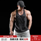 鹿家門新款肌肉健身工字背心男運(yùn)動國潮印花訓(xùn)練大碼運(yùn)動背心T恤夏季 深灰色（收藏加購優(yōu)先發(fā)貨） 2XL