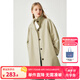 ELLE KIDS童裝 25春季女童復(fù)古學(xué)院風(fēng)立領(lǐng)造型時(shí)髦寬松保暖中長(zhǎng)款風(fēng)衣外套 淺卡其色 160 （S）