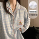 另約帶胸墊大碼睡衣女款春秋季云朵棉可愛(ài)格子刺繡臘腸狗長(cháng)袖學(xué)生套裝 H2246 臘腸狗藍格 固定胸墊 XL