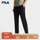 FILA 斐樂官方男裝針織長(zhǎng)褲2025夏季新款時(shí)尚簡(jiǎn)約基礎(chǔ)休閑直口褲子男 正黑色-BK M 170/80A/M
