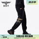 BOY LONDON25新款春夏情侶款休閑褲老鷹logo印花針織長褲N15007 黑色 M