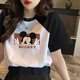 以純 YISHION純棉t恤短袖女2025新款夏季遮肉寬松顯瘦拼色小眾設計感半袖上衣 (黑肩)米奇 XL 125-135斤