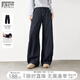 對(duì)白美式復(fù)古彎刀牛仔褲女2025秋新款蘿卜褲高腰寬松顯瘦闊腿長(zhǎng)褲 原色牛仔藍(lán) 28