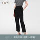 OVV2024春夏新款女裝經(jīng)典簡(jiǎn)約基礎易搭半松緊腰休閑褲 黑色（凈色）05 L