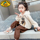 G.DUCKKIDS女童春秋套裝2024新款秋裝貼布熊童裝小童洋氣秋款衛(wèi)衣兒童兩件套 米白色 120碼(建議108-116cm 5-6周歲左