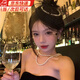 鹿珊伍小禮帽女名媛旗袍配飾民國(guó)新娘帽面紗晚宴禮服發(fā)飾cos拍照道具 珍珠網(wǎng)紗禮帽【黑色】 均碼