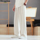 MMOPTOP國風(fēng)棉麻褲子夏季男士透氣冰感寬松闊腿休閑褲M(mǎn)XXK29杏色L