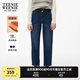 Teenie Weenie小熊輕暖絨牛仔褲冬季高腰通勤休閑簡約風(fēng)磨毛褲子女 深藍色 M (165)
