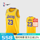 NIKE耐克NBA官方-湖人詹姆斯球衣男籃球服速干23號運動背心DN2009-733 黃色 2XL