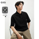 GXG男裝雙色肌理潮流短袖polo 黑色 170/M