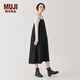 無印良品（MUJI）女式 易干 平紋 吊帶連衣裙 女裝裙子春季 長(zhǎng)裙 美拉德 黑色 S (155/80A)