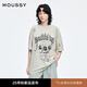 moussy 2025夏季休閑慵懶風(fēng)字母花卉寬松短袖T恤028IAA90-0541 161淺灰色 均碼