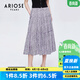 艾諾絲雅詩(shī)【商場(chǎng)同款】夏新款高腰設(shè)計(jì)感小眾a字雪紡半身裙女10533582 紫底黑點(diǎn) M