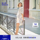 BLUE ERDOS25春夏度假風(fēng)可調(diào)節(jié)領(lǐng)插肩袖連衣裙B255I4025 藍(lán)白海洋印花 M (165)