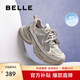 百麗（Belle）小粉鯨拼色老爹鞋女25春季新商場(chǎng)款厚底運(yùn)動(dòng)休閑鞋D7A1DAM5 灰/粉 37 (235mm)