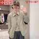 SNYDER WEAR2025新款女士外套百搭休閑開(kāi)衫上衣韓版短款小個(gè)子百搭襯衫式外套 灰綠色 常規 S 建議80-100斤