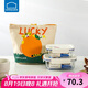 樂扣樂扣（LOCK&LOCK）清新玻璃保鮮飯盒三件套(630ml*1+380ml*1+便當(dāng)包)LNG428S604白色