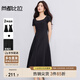 尚都比拉優(yōu)雅氣質(zhì)兩袖長A字連衣裙女夏季收腰顯瘦短袖裙吊帶裙白色中長裙
