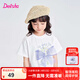 笛莎（DEESHA）童裝兒童女童T恤2025夏季新款女寶女孩甜美網(wǎng)紗蝴蝶結(jié)短袖上衣 白印花 150