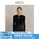 HECO【素色心情】新中式國(guó)風(fēng)針織衫春秋新款盤扣長(zhǎng)袖羊毛衫上衣女裝 黑色 S