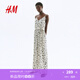 H&M女士連體衣2025夏新款腰部系帶時(shí)尚印花連身褲1295327 奶油色/黑色花卉 XS 155/80