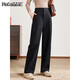 品彩（PinCai）毛呢褲女職場(chǎng)穿搭高腰顯瘦直筒休閑褲加厚通勤西裝褲P144K4004