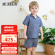 Milkbarn2025春夏新品兒童襯衫套裝男女童洋氣童裝寶寶純棉衣服 牛仔藍(lán) 90 (18-24月-參考身高80-90cm)