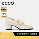 愛步（ECCO）樂福鞋女 25年新款優(yōu)雅淺口正裝單鞋粗跟高跟鞋女 型塑291903 冰白色29190301017 38